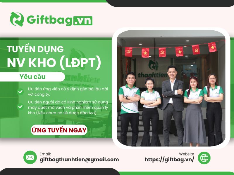 [TUYỂN DỤNG] NHÂN VIÊN KHO BAO BÌ – THU NHẬP ĐẾN 12 TRIỆU