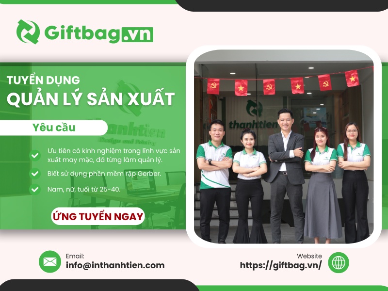 [TUYỂN DỤNG] QUẢN LÝ SẢN XUẤT NGÀNH MAY MẶC – ĐI LÀM NGAY