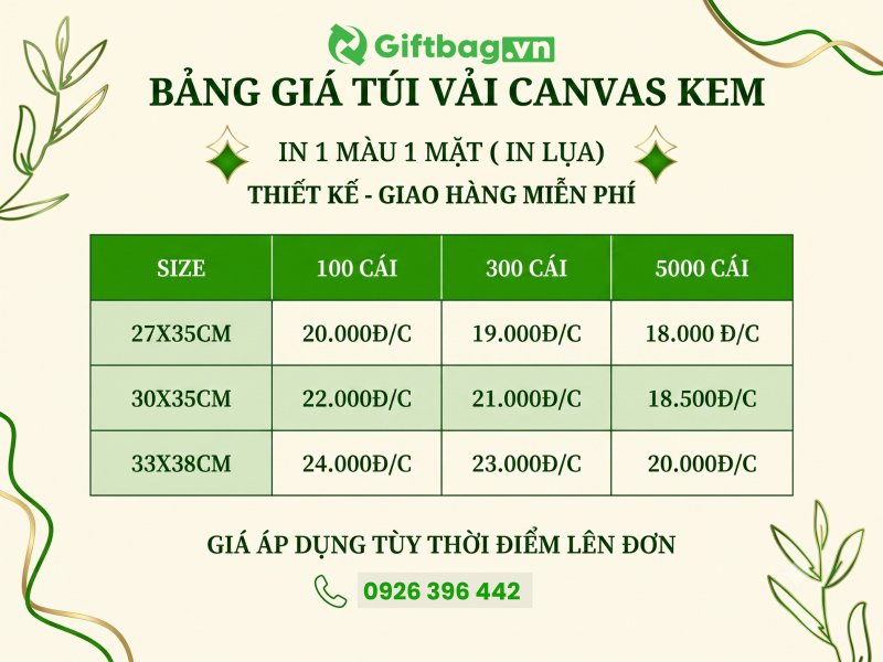 bang-gia-tui-vai-canvas-kem