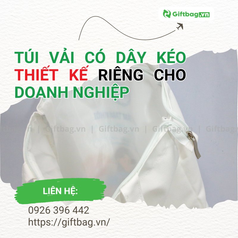 Túi Vải Có Dây Kéo Thiết Kế Riêng Cho Doanh Nghiệp 