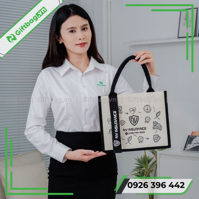 Túi Vải Đay Linen Phối Quai Bay