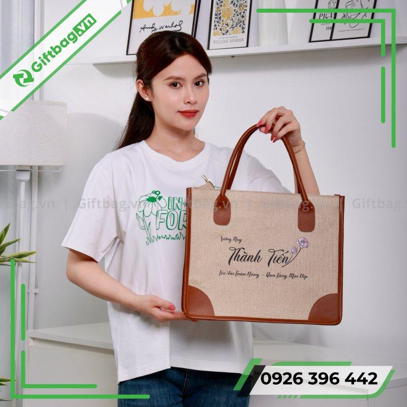 Túi Vải Đay Quai Da