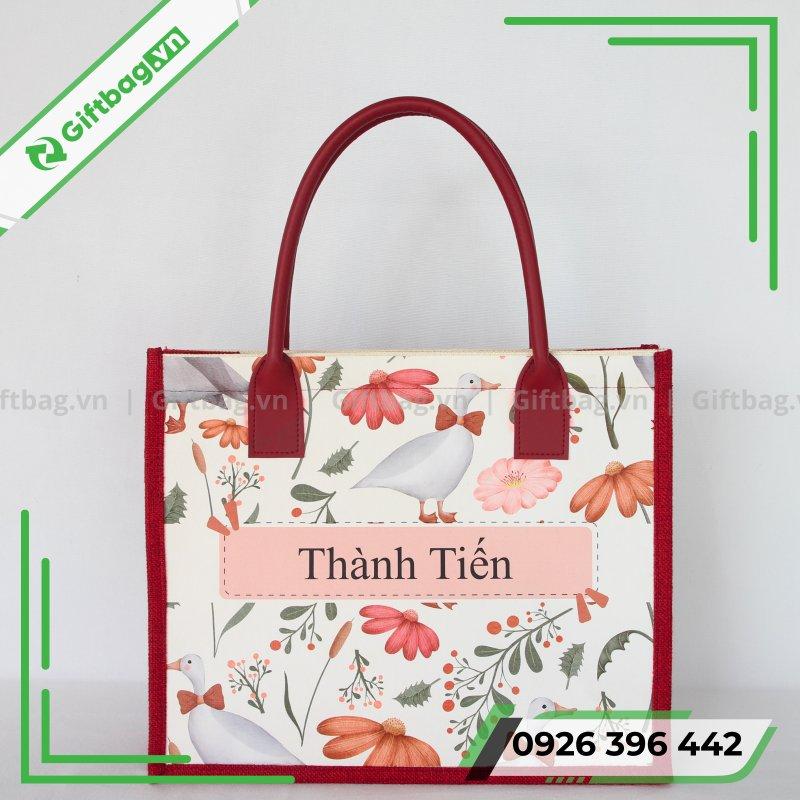 Túi Vải Đay Quai Da