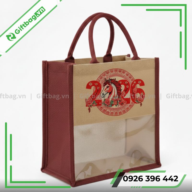 Túi Vải Đay Phối Trong Suốt